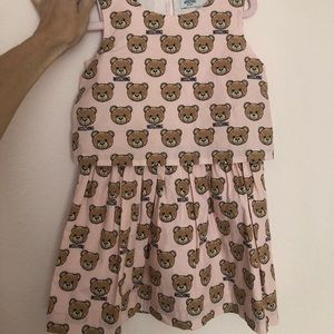 MOSCHINO 3 years little girls cotton poplin dress pink bear print like new 98cm